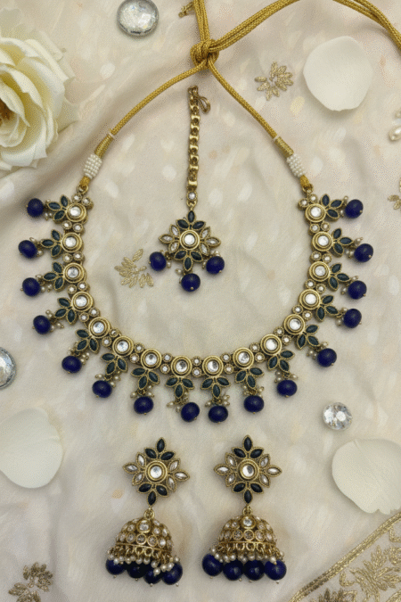 Gold Plated Blue Beads
