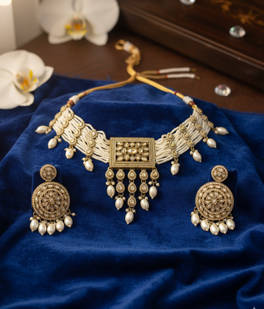 Gold And Pearls Necklace