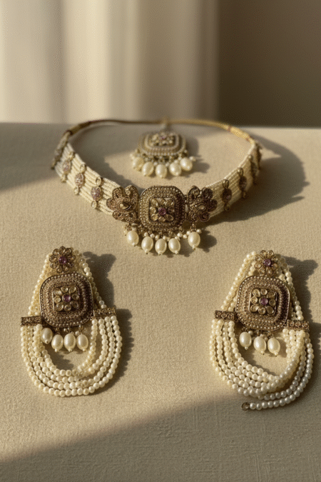 Gold And White Pearl Necklace