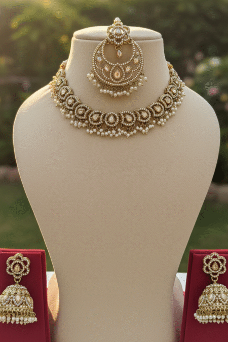 White Pearl And Kundan Necklace