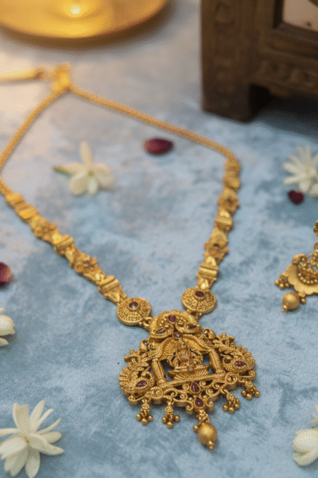 Goddess Lakshmi Necklace With Matching Earrings