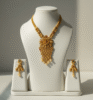 Antique Gold-Plated Long Necklace With Floral Pendant